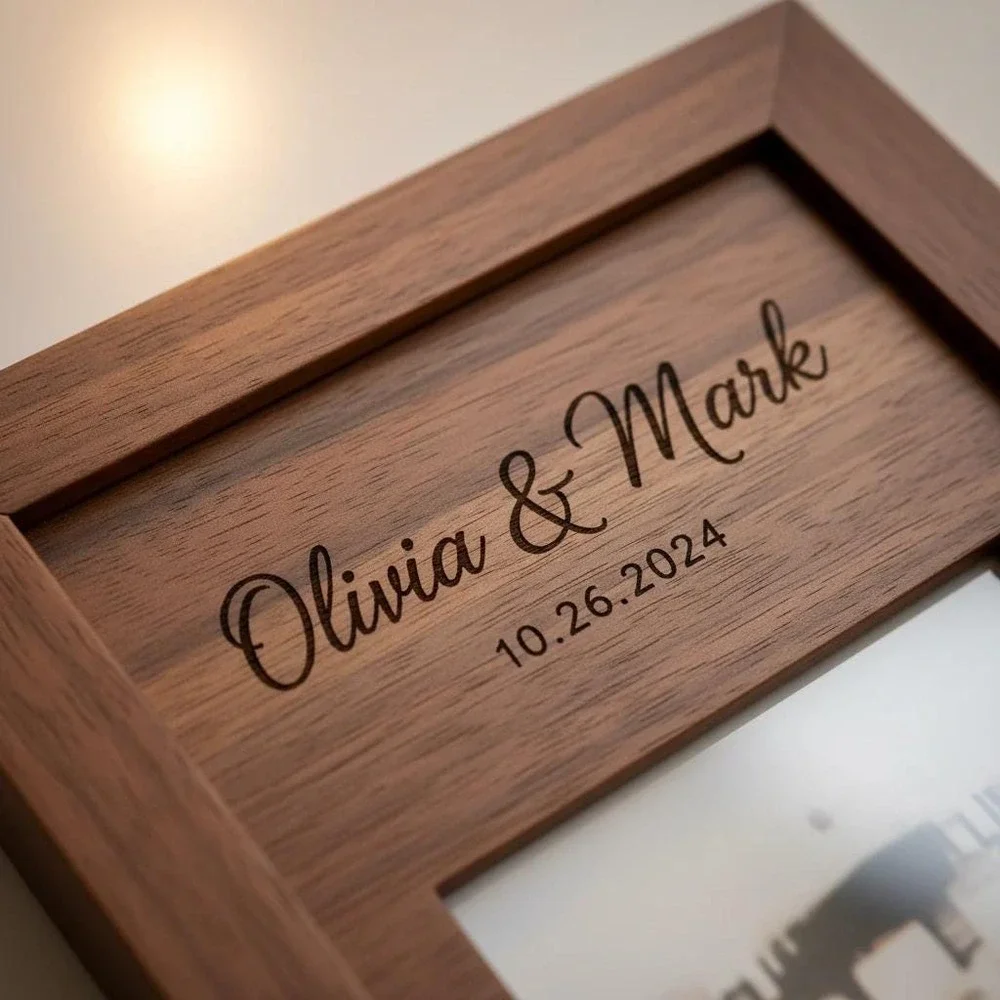 Personalized Couples Photo Frame - Custom Engraved Valentines Gift